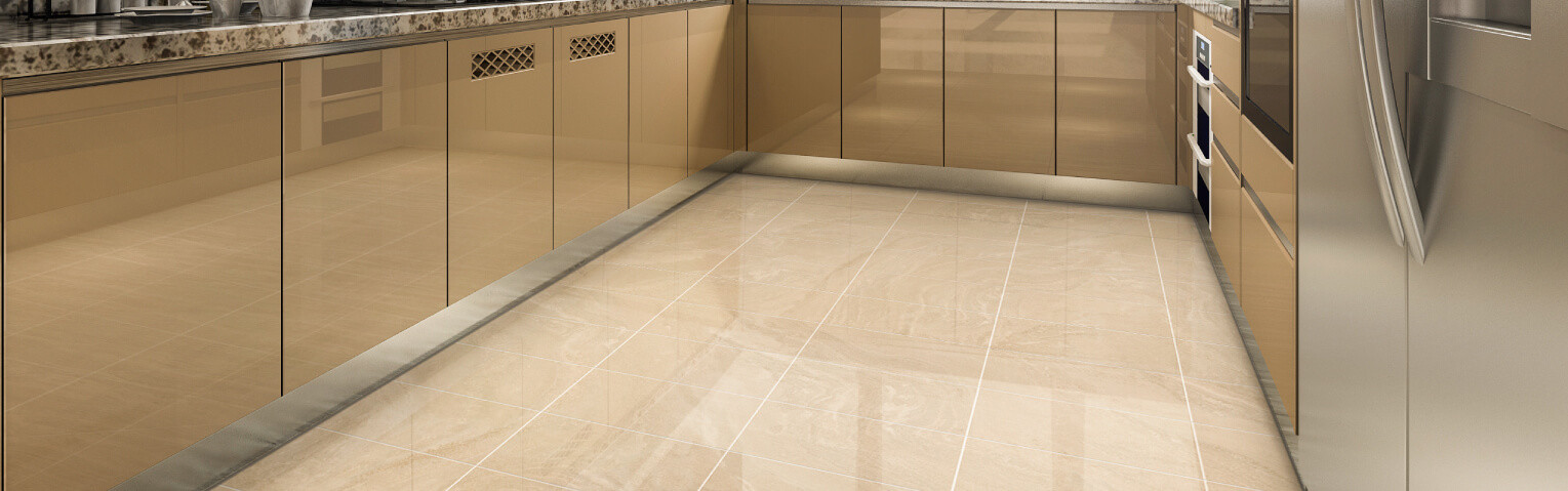 Cocina con porcelanato marmoleado contemporáneo