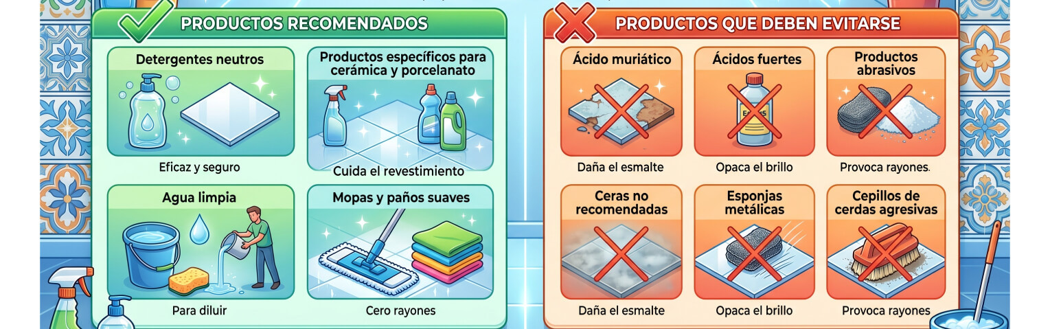 Productos recomendados para limpiar cerámica y porcelanato.